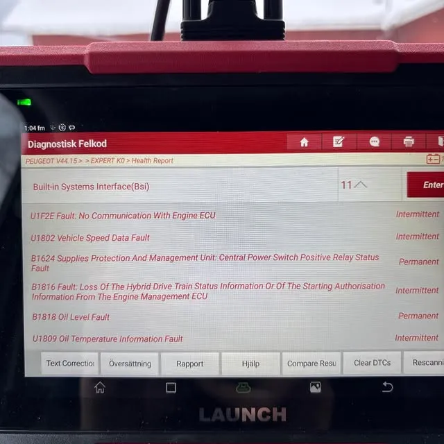 Diagnostisk felkod på LAUNCH diagnosverktyg